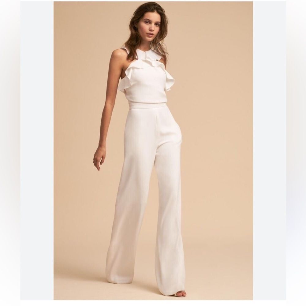 ML Monique Lhuillier
White Ruffle Jumpsuit Size 8
